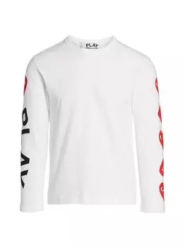 Футболка с длинными рукавами и сердечками Comme des Garons PLAY, белый