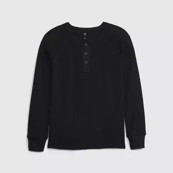 Футболка с длинными рукавами и вафельным переплетением Gap, черный