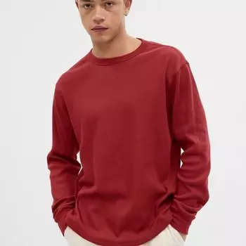 Футболка с длинными рукавами и вафельным переплетением Gap, красный