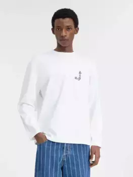 Футболка с длинными рукавами и вышитым логотипом Fisherman Mer manches longues Jacquemus, белый