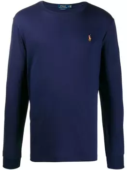 Футболка с длинными рукавами и вышитым логотипом Polo Ralph Lauren, синий