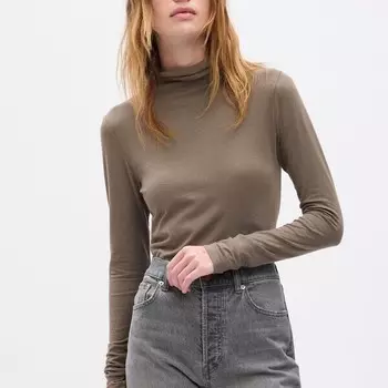 Футболка с длинными рукавами и высоким воротом Gap, бежевый