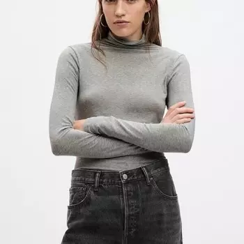 Футболка с длинными рукавами и высоким воротом Gap, серый