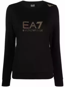 Футболка с длинными рукавами и заклепками Ea7 Emporio Armani, черный