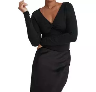 Футболка с длинными рукавами и завязками спереди, черная Madewell