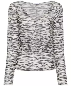 Футболка с длинными рукавами и зебровым принтом Patrizia Pepe, мультиколор