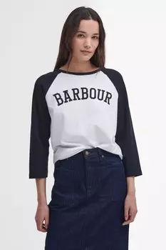 Футболка с длинными рукавами из 100% хлопка с логотипом Northumberland Varisty Barbour, синий