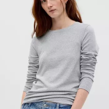 Футболка с длинными рукавами из хлопка и модала Gap, серый
