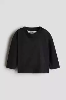 Футболка с длинными рукавами из хлопка пима H&M, черный