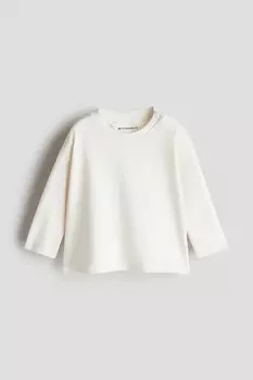 Футболка с длинными рукавами из хлопка пима H&M, белый
