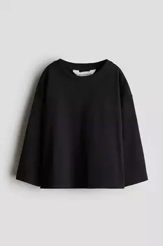 Футболка с длинными рукавами из хлопка пима H&M, черный