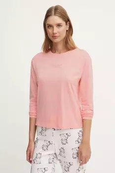 Футболка с длинными рукавами из хлопка United Colors of Benetton, розовый