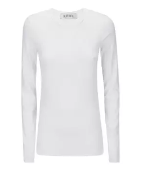 Футболка с длинными рукавами из хлопка в рубчик Rhe, белый