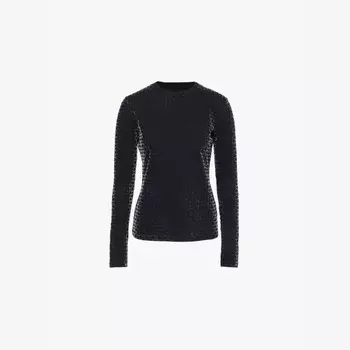 Футболка с длинными рукавами из хлопкового трикотажа с логотипом и жаккардом Givenchy, черный