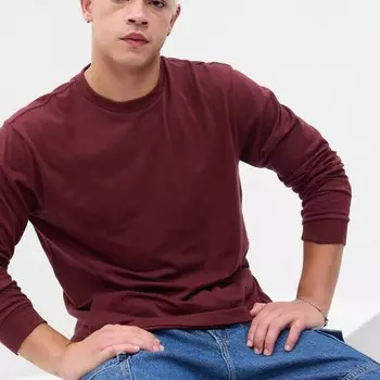 Футболка с длинными рукавами из органического хлопка. Gap, бургундия