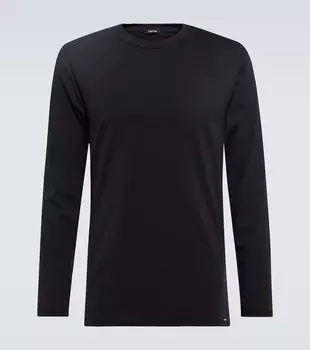 Футболка с длинными рукавами из смесового хлопка Tom Ford, черный