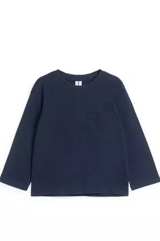 Футболка с длинными рукавами из смесового льна Arket, синий