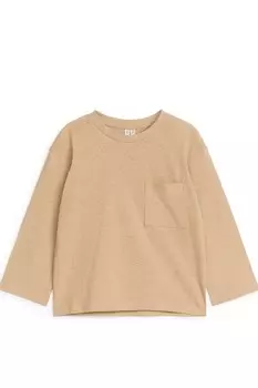 Футболка с длинными рукавами из смесового льна Arket, бежевый