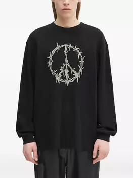 Футболка с длинными рукавами из вафельной вязки «Овен» Aries, черный