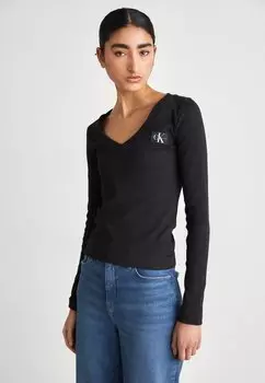 Футболка с длинными рукавами LABEL V NECK LONG SLEEVE Calvin Klein Jeans, ck черный