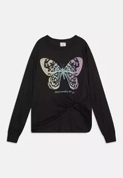 Футболка с длинными рукавами Long-Sleeve Knot-Front Waffle Graphic Logo Tee Abercrombie & Fitch