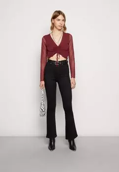 Футболка с длинными рукавами Middle Cinched Tie 2 Pack Hollister Co., цвет zinfandel/portabella