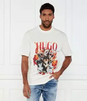 Футболка с длинными рукавами Oversize fit Hugo, белый