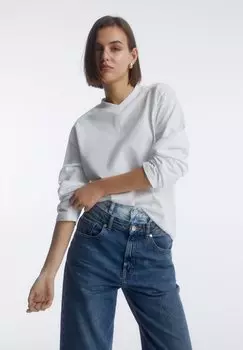 Футболка с длинными рукавами Oversize V-Neck PULL&BEAR, белый