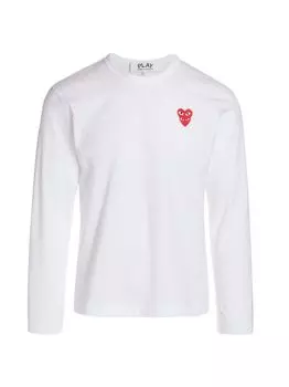Футболка с длинными рукавами Play Double Heart Comme des Garons PLAY, белый