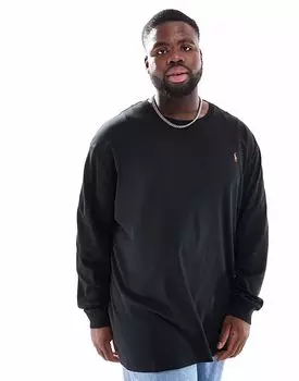 Футболка с длинными рукавами Polo Ralph Lauren Big & Tall icon logo из хлопка пима черного цвета