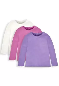 футболка с длинными рукавами Pretty Round Neck 3-Pack JoJo Maman Bb, цвет fuchsia