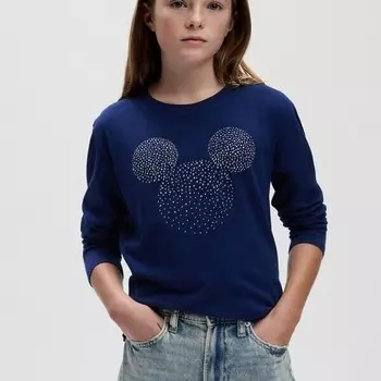 Футболка с длинными рукавами принтом диснея и стразами Gap, синий