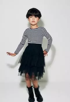 Футболка с длинными рукавами Ribbed Long Sleeve Top Next, цвет black white stripe