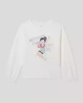 Футболка с длинными рукавами с позиционными куклами для девочек Kids El Corte Ingls, белый