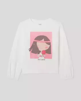 Футболка с длинными рукавами с позиционными куклами для девочек Kids El Corte Ingls, белый