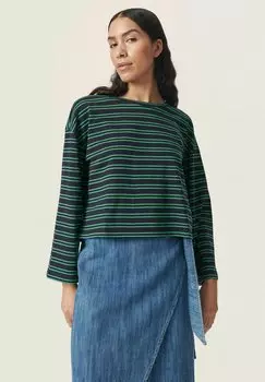 Футболка с длинными рукавами SLNEO BOXY Soaked in Luxury, темно-зеленый