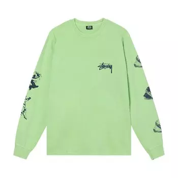 Футболка с длинными рукавами Stussy Angels, окрашенная в пигмент, Зеленая