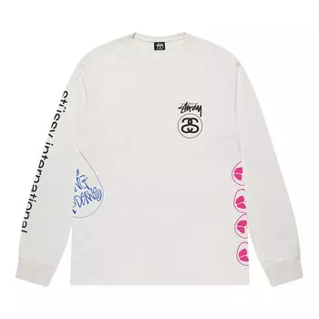 Футболка с длинными рукавами Stussy Test Strike, окрашенная в пигмент, цвет Натуральный