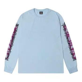Футболка с длинными рукавами Stussy Youth Brigade, окрашенная в пигмент, небесно-голубой