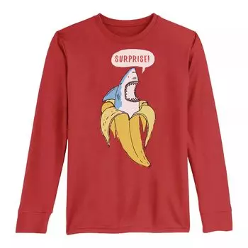 Футболка с длинными рукавами-сюрпризом Banana Shark Surprise для мальчиков 8–20 лет Licensed Character, красный