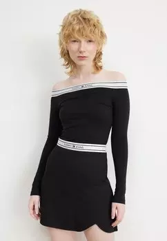 Футболка с длинными рукавами Taping Off Shoulder Logo Tommy Jeans, черный