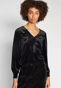 Футболка с длинными рукавами Vmseni V-Neck Vero Moda, черный
