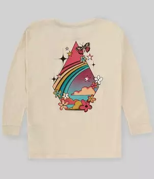 Футболка с длинными рукавами Volcom Big Girls 7–16 Werkin Double, слоновая кость