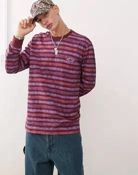 Футболка с длинными рукавами в полоску бордового и синего цветов adidas Originals