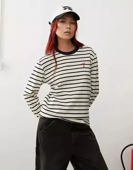 Футболка с длинными рукавами в полоску Рамона белого цвета Obey