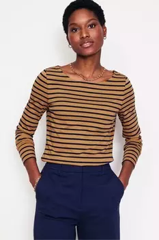 Футболка с длинными рукавами в стиле бретон Элла Boden, коричневый