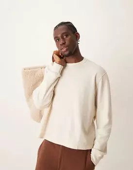 Футболка с длинными рукавами вафельного цвета бежевого цвета Abercrombie & Fitch