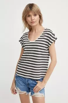 Футболка с добавлением льна KHLOE Pepe Jeans, серый