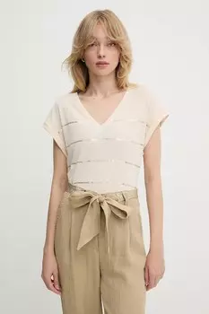 Футболка с добавлением льна Morgan, бежевый