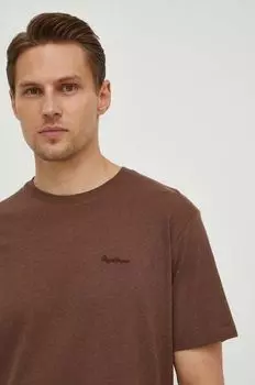 Футболка с добавлением льна Pepe Jeans, коричневый